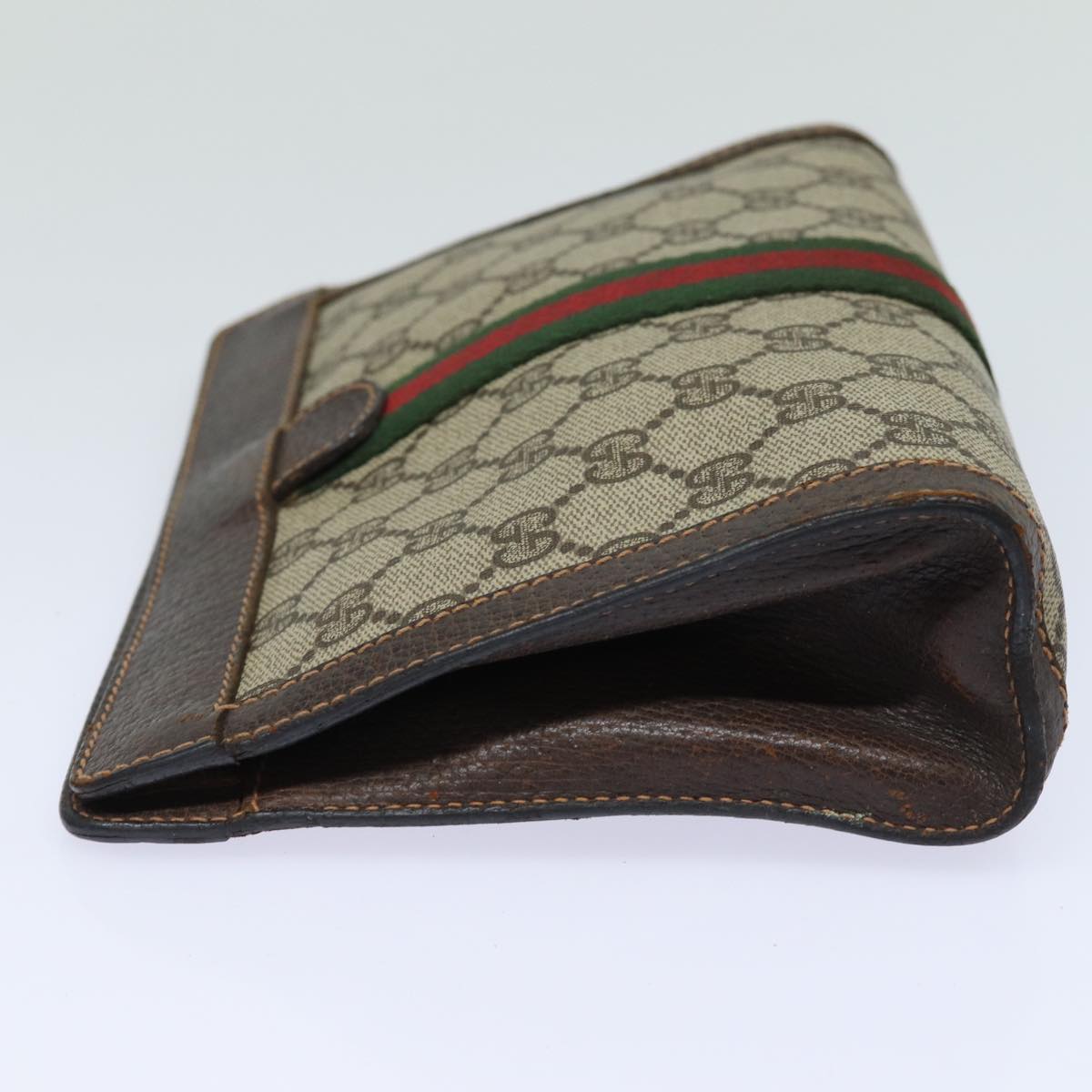 GUCCI GG Supreme Web Sherry Line Clutch Bag PVC Beige 84 01 001 bs15432