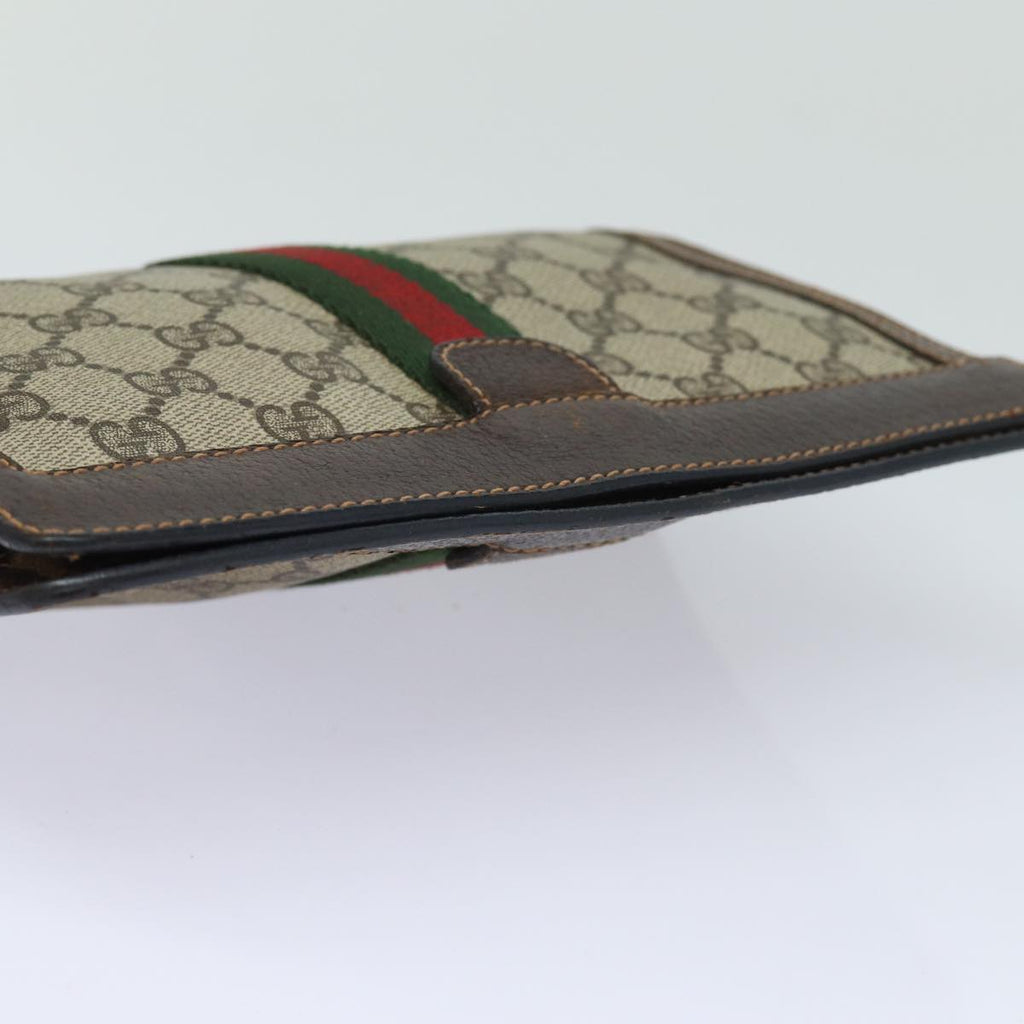 GUCCI GG Supreme Web Sherry Line Clutch Bag PVC Beige 84 01 001 bs15432
