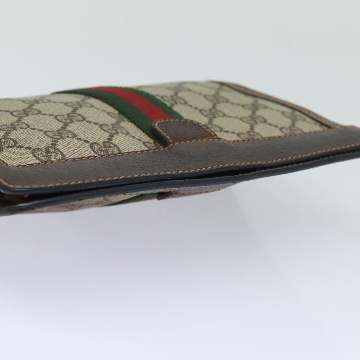 GUCCI GG Supreme Web Sherry Line Clutch Bag PVC Beige 84 01 001 bs15432