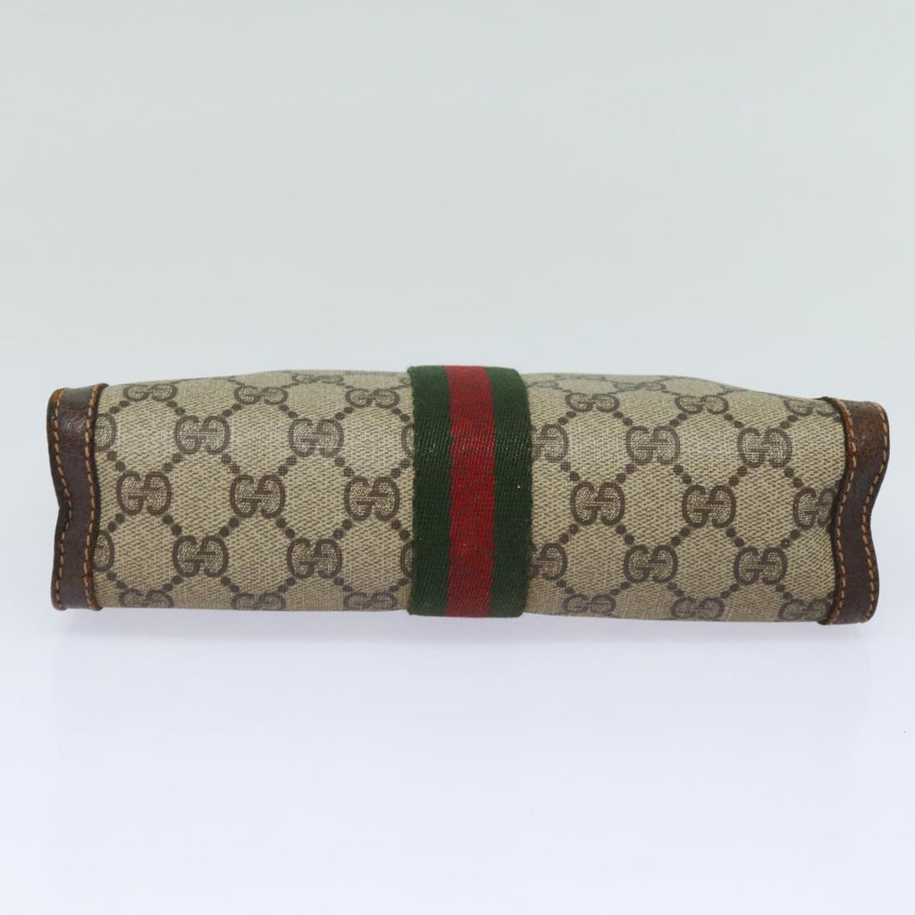 GUCCI GG Supreme Web Sherry Line Clutch Bag PVC Beige 84 01 001 bs15432