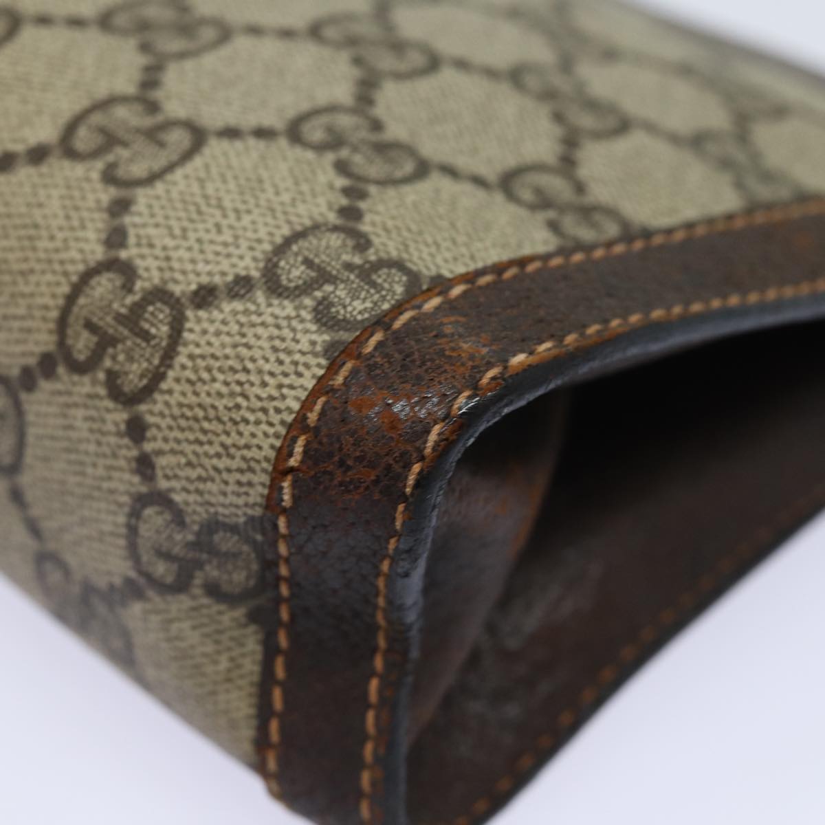 GUCCI GG Supreme Web Sherry Line Clutch Bag PVC Beige 84 01 001 bs15432