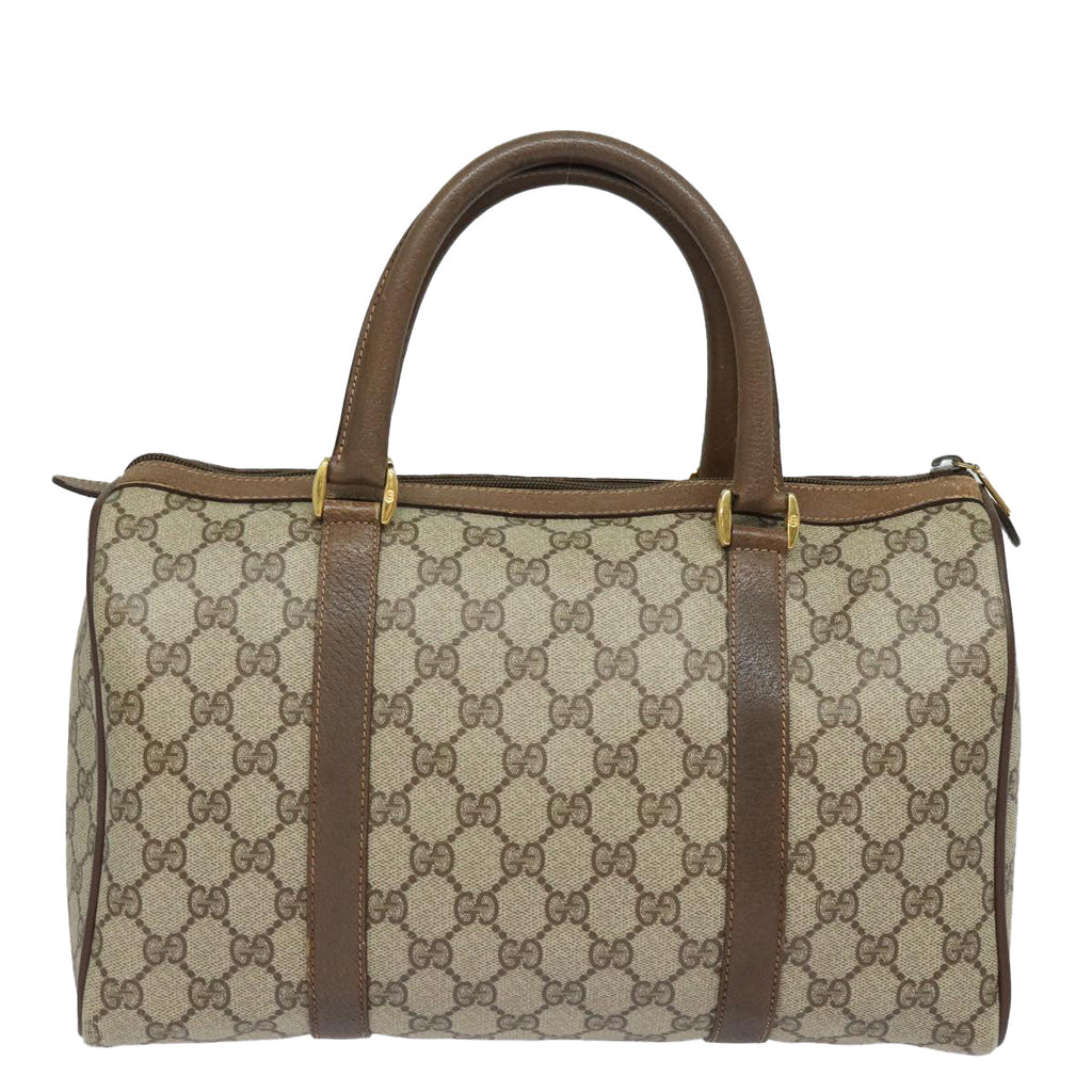 GUCCI GG Supreme Web Sherry Line Boston Bag PVC Beige 40 02 007 bs15457