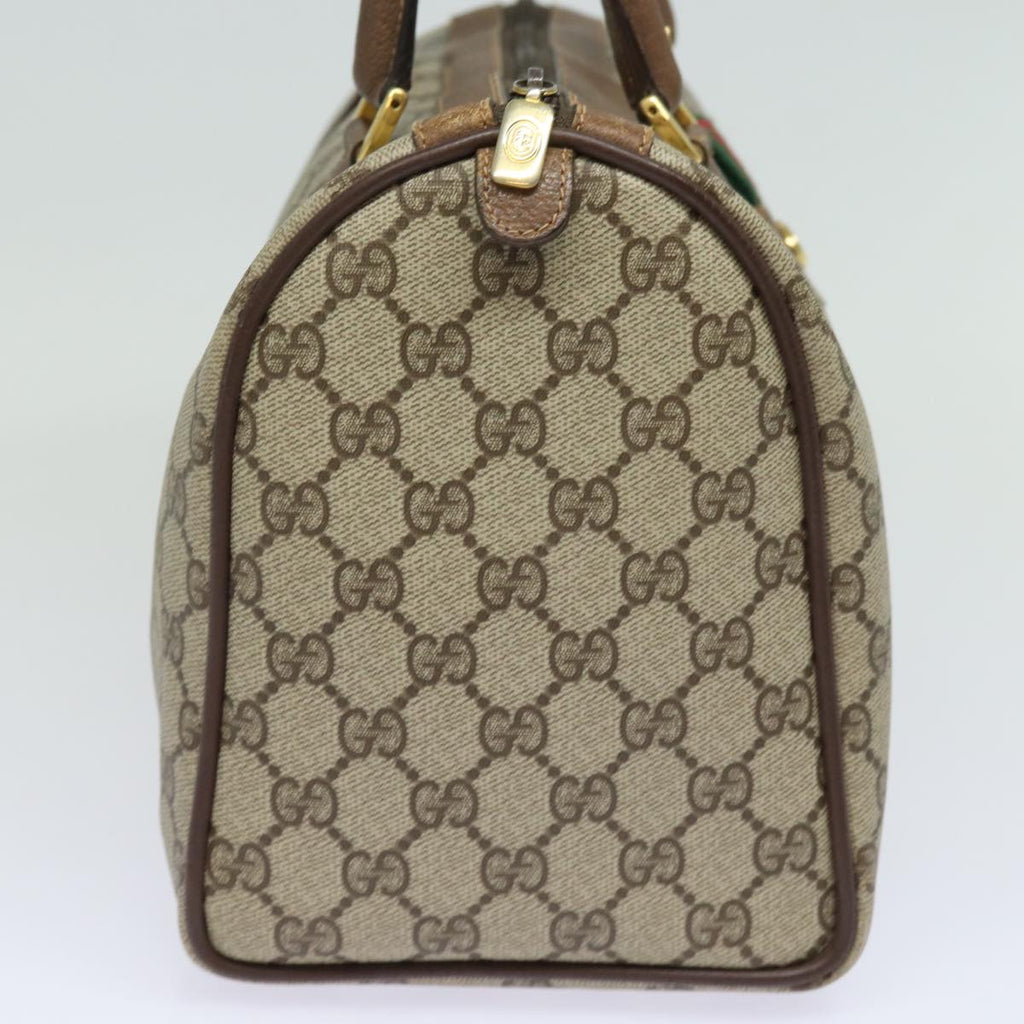 GUCCI GG Supreme Web Sherry Line Boston Bag PVC Beige 40 02 007 bs15457