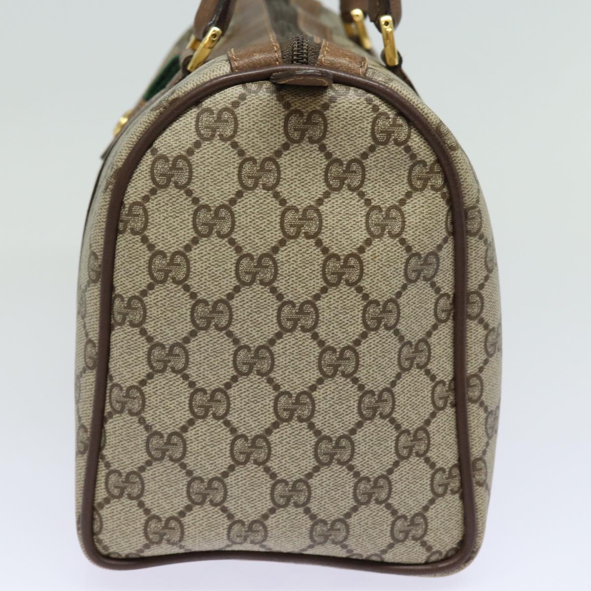 GUCCI GG Supreme Web Sherry Line Boston Bag PVC Beige 40 02 007 bs15457