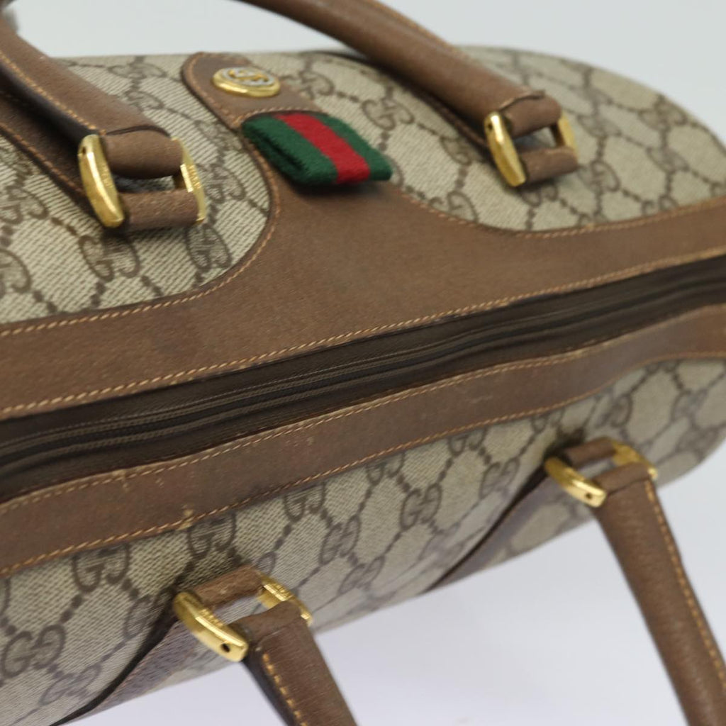 GUCCI GG Supreme Web Sherry Line Boston Bag PVC Beige 40 02 007 bs15457