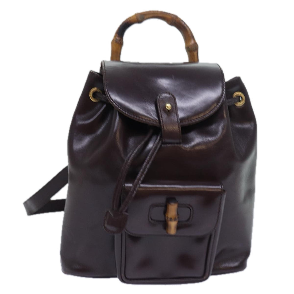 GUCCI Bamboo Shoulder Bag Leather Brown bs15496
