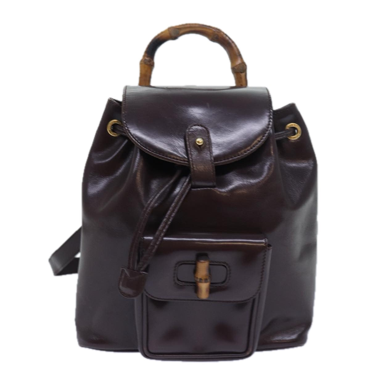 GUCCI Bamboo Shoulder Bag Leather Brown bs15496