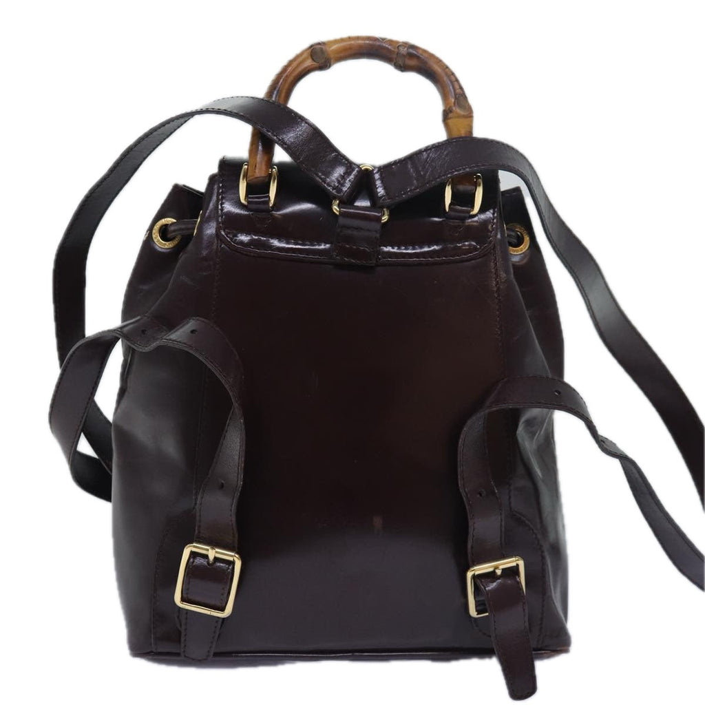 GUCCI Bamboo Shoulder Bag Leather Brown bs15496