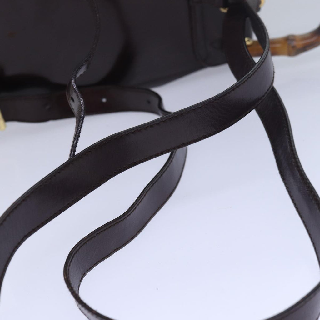 GUCCI Bamboo Shoulder Bag Leather Brown bs15496