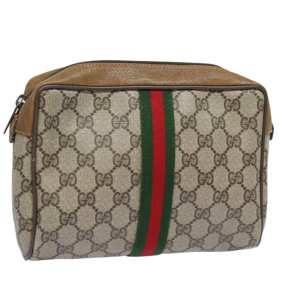 GUCCI GG Supreme Web Sherry Line Clutch Bag PVC Beige 89 01 012 bs15510