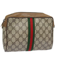 GUCCI GG Supreme Web Sherry Line Clutch Bag PVC Beige 89 01 012 bs15510