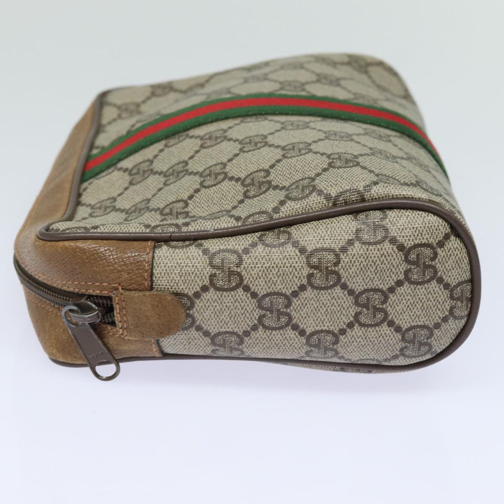 GUCCI GG Supreme Web Sherry Line Clutch Bag PVC Beige 89 01 012 bs15510