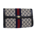 GUCCI GG Supreme Sherry Line Clutch Bag PVC Navy Red 010 378 bs15615