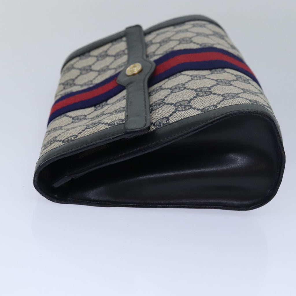 GUCCI GG Supreme Sherry Line Clutch Bag PVC Navy Red 010 378 bs15615