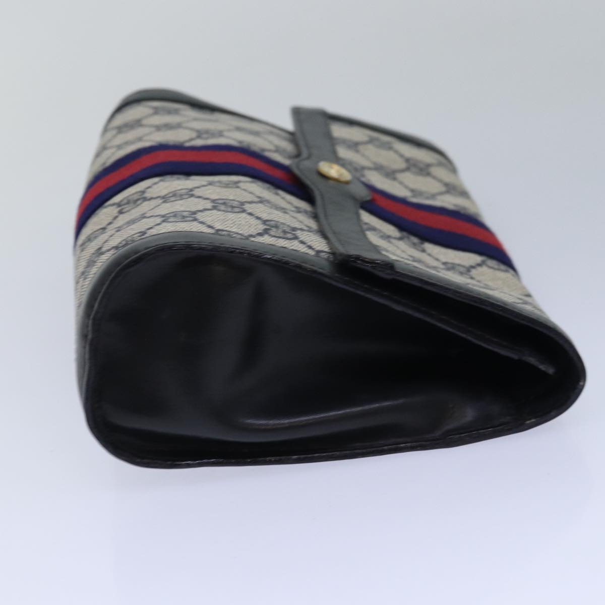 GUCCI GG Supreme Sherry Line Clutch Bag PVC Navy Red 010 378 bs15615