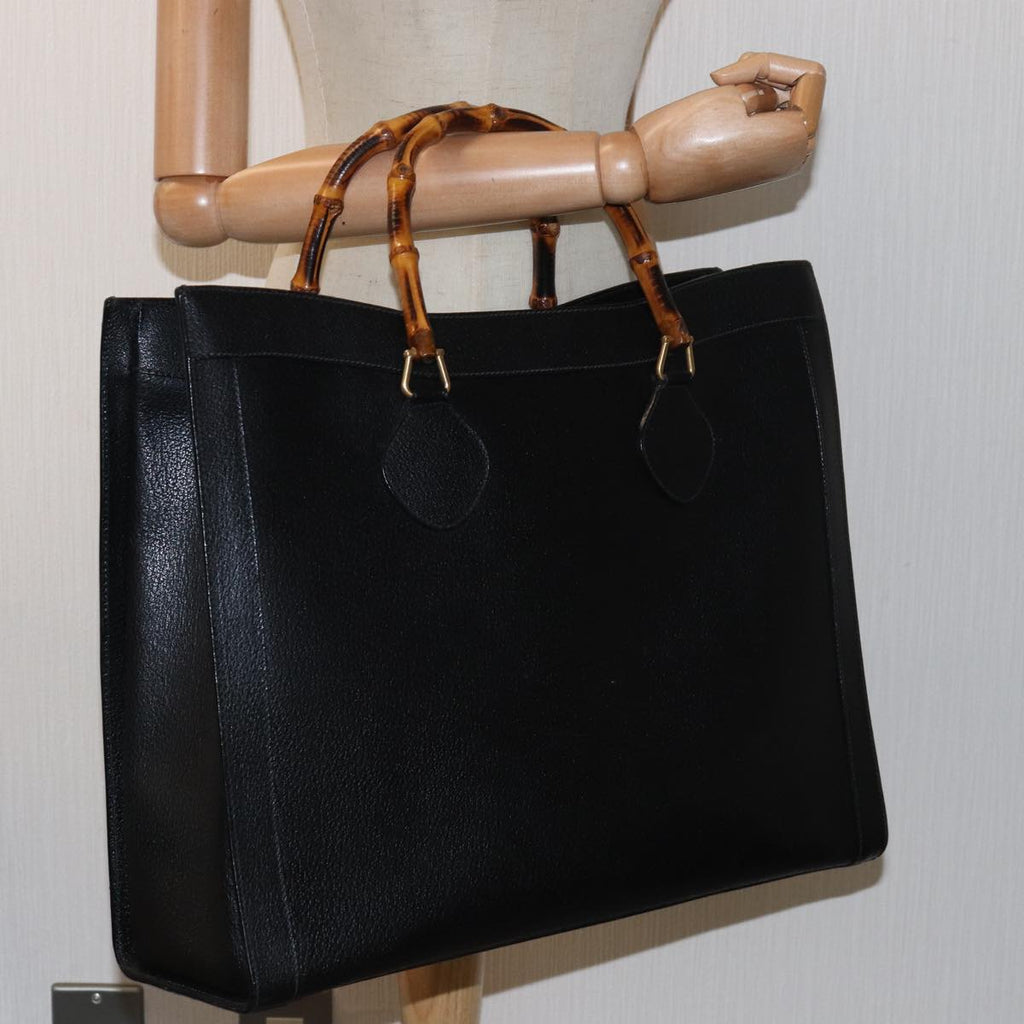 GUCCI Bamboo Hand Bag Leather Black 002 1186 0250 bs15616