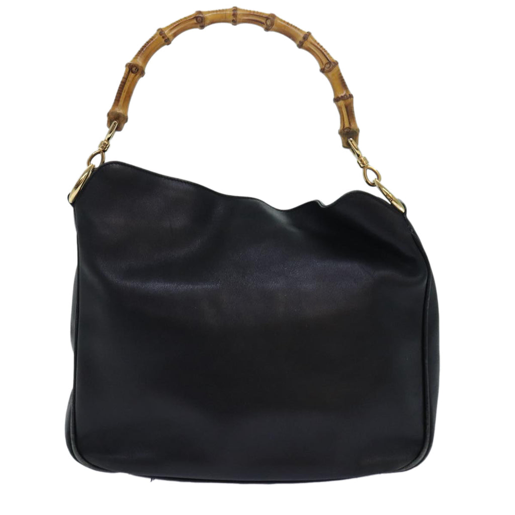GUCCI Bamboo Hand Bag Leather Black 001 1638 bs15617