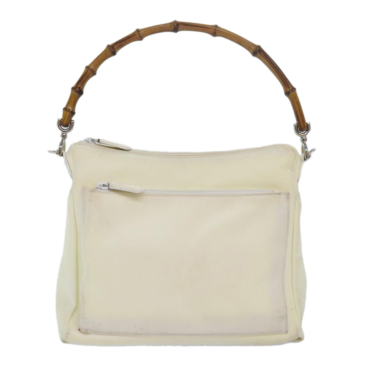 GUCCI Bamboo Shoulder Bag Nylon 2way White bs15618