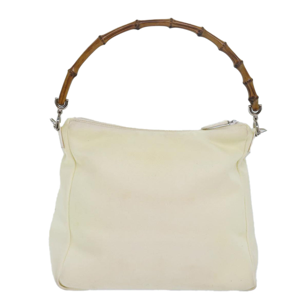 GUCCI Bamboo Shoulder Bag Nylon 2way White bs15618