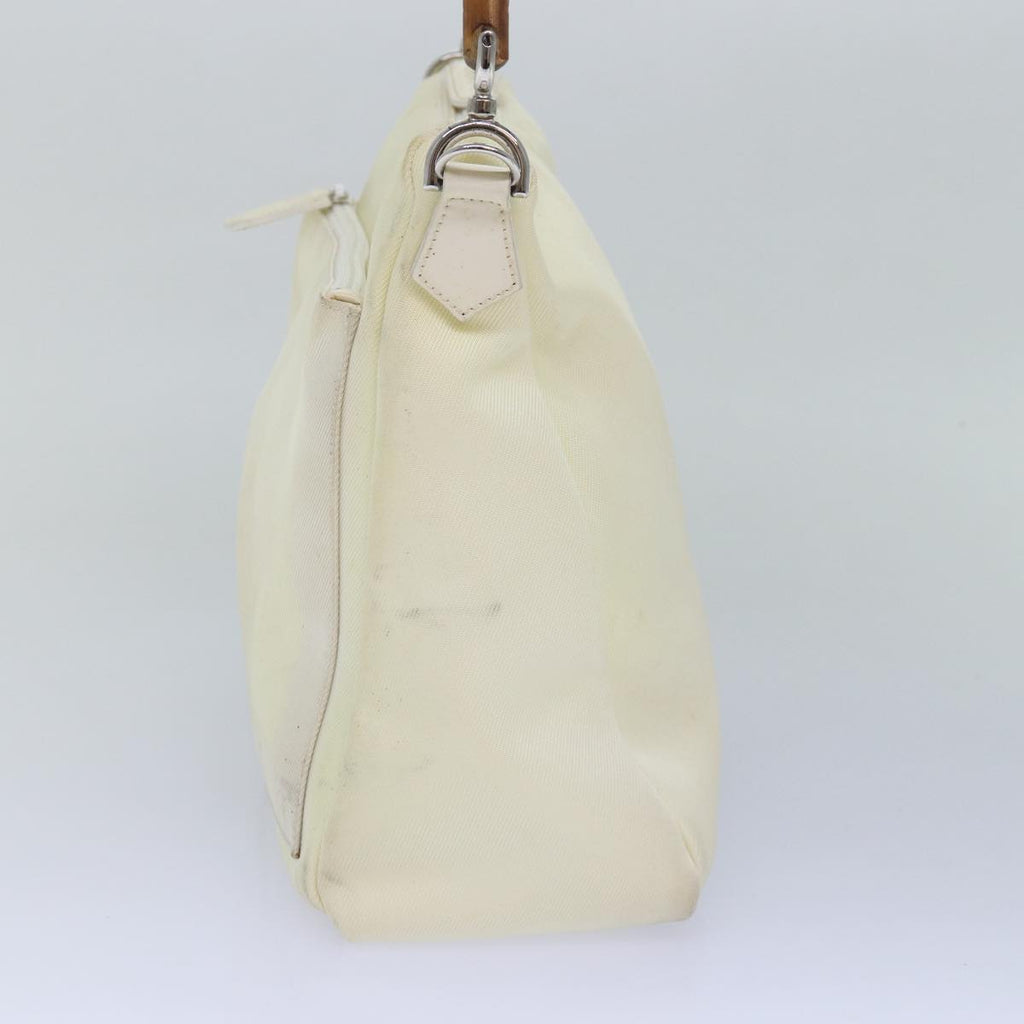 GUCCI Bamboo Shoulder Bag Nylon 2way White bs15618