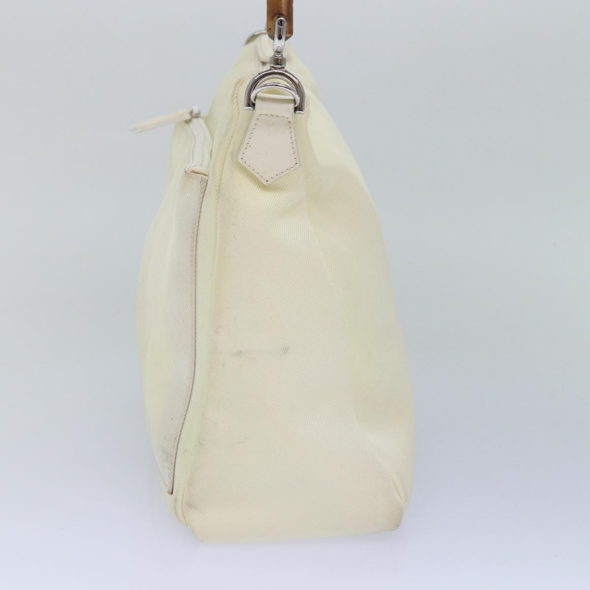 GUCCI Bamboo Shoulder Bag Nylon 2way White bs15618