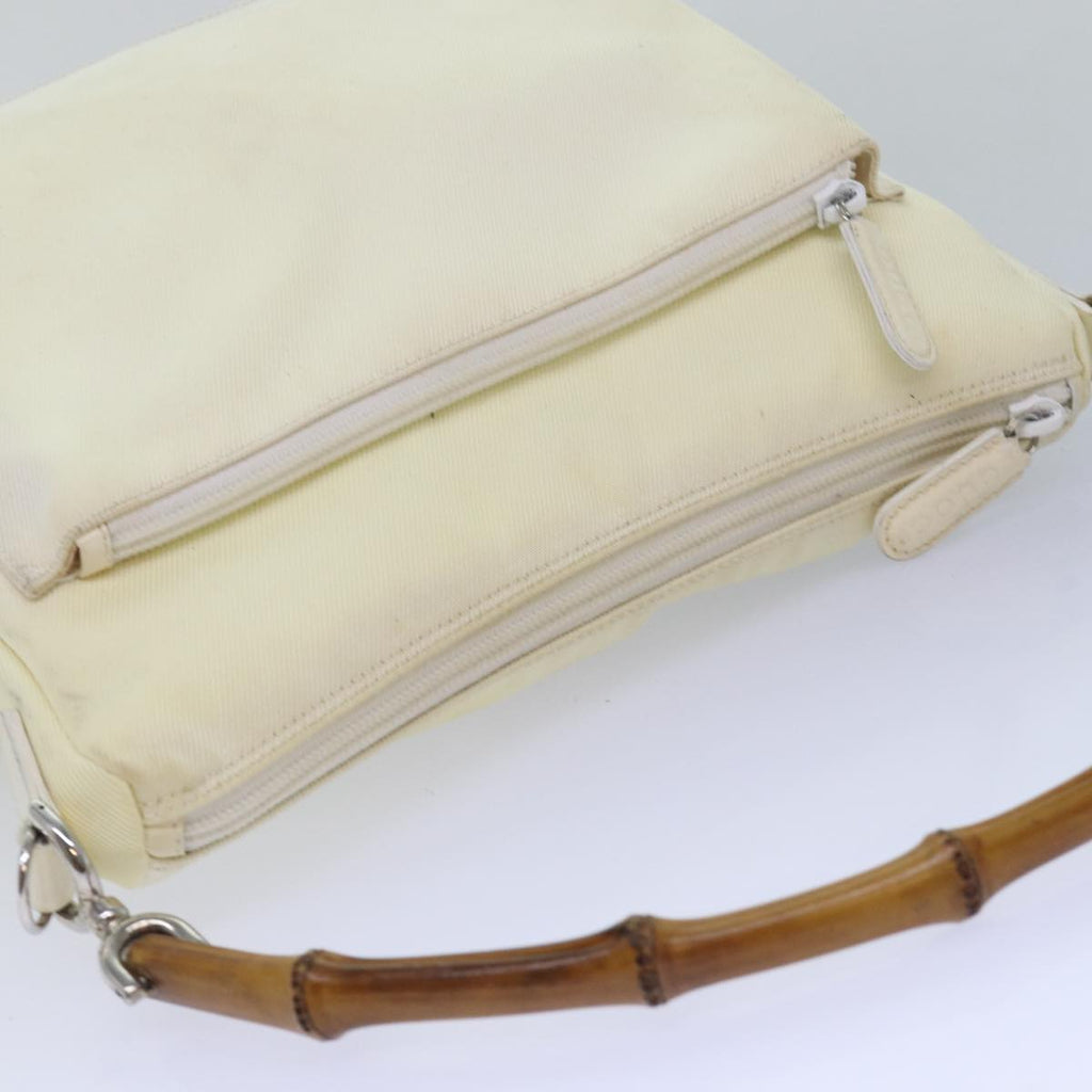 GUCCI Bamboo Shoulder Bag Nylon 2way White bs15618