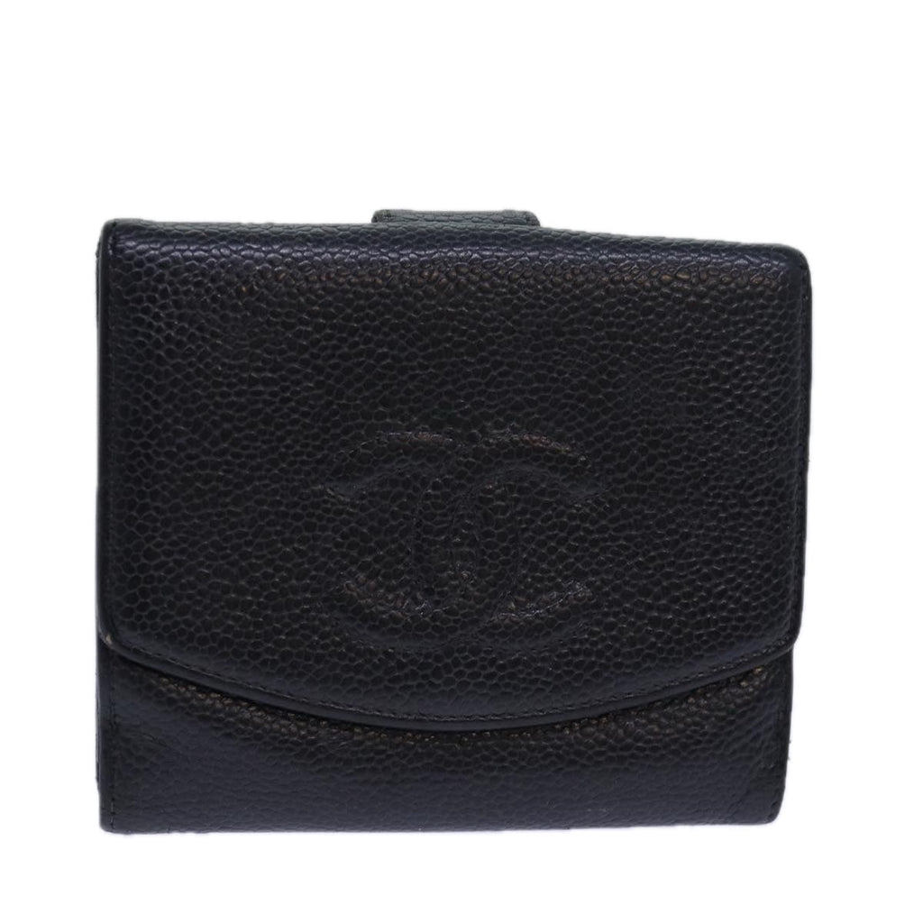 CHANEL COCO Mark Wallet Caviar Skin Black CC bs15652