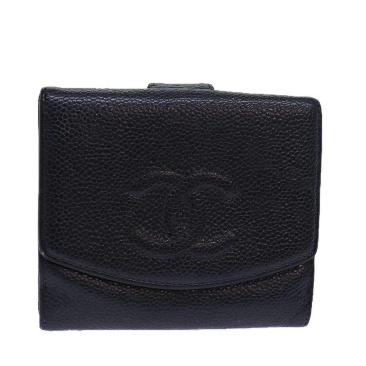 CHANEL COCO Mark Wallet Caviar Skin Black CC bs15652