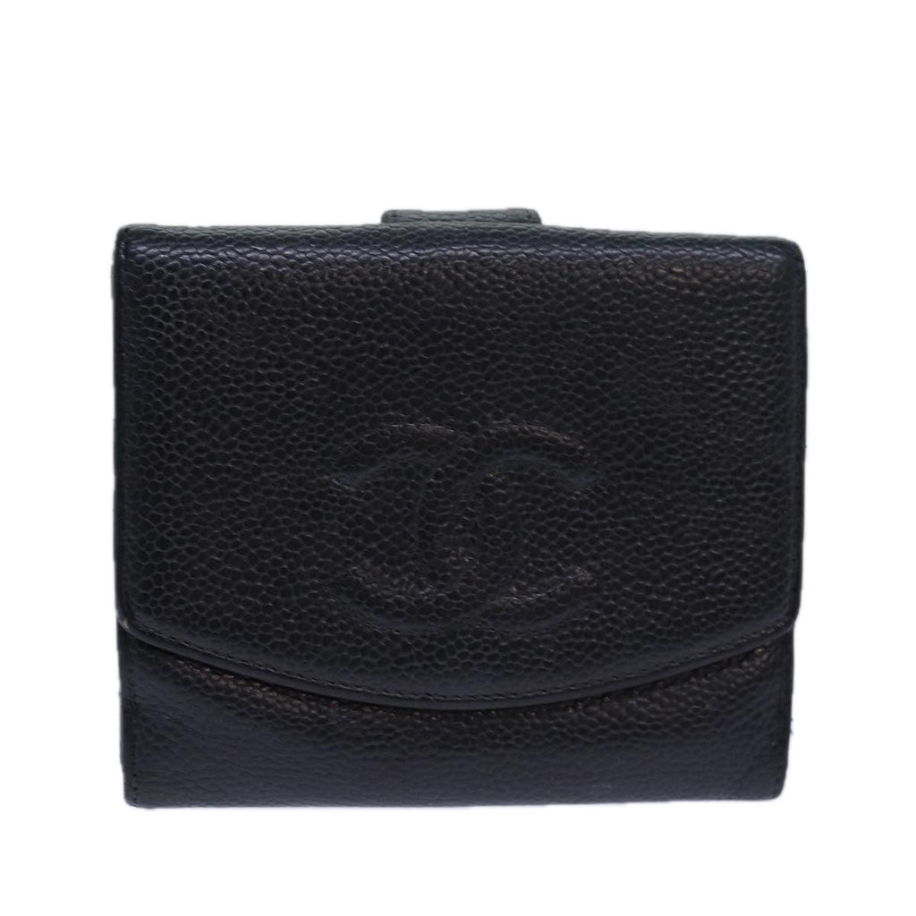 CHANEL COCO Mark Wallet Caviar Skin Black CC bs15652