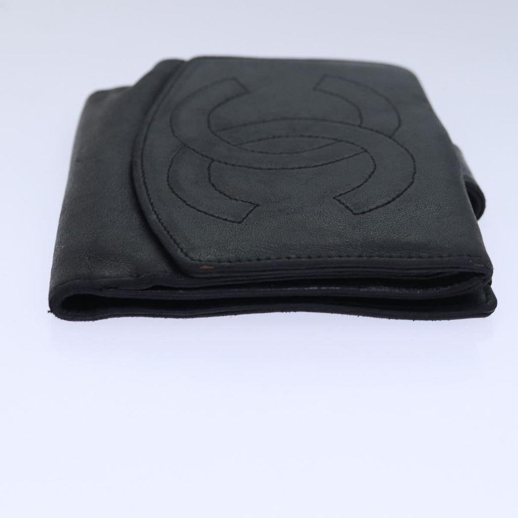 CHANEL Wallet Leather Black CC bs15653