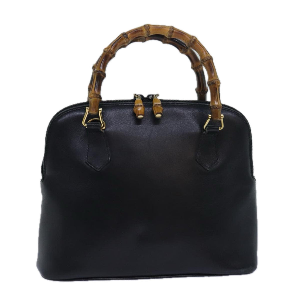 GUCCI Bamboo Hand Bag Leather Black 000 122 0290 bs15679