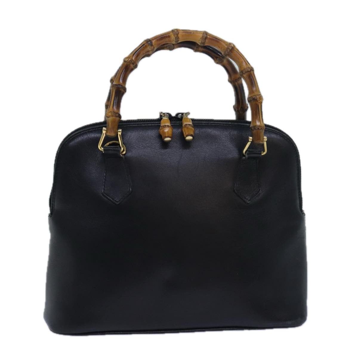 GUCCI Bamboo Hand Bag Leather Black 000 122 0290 bs15679