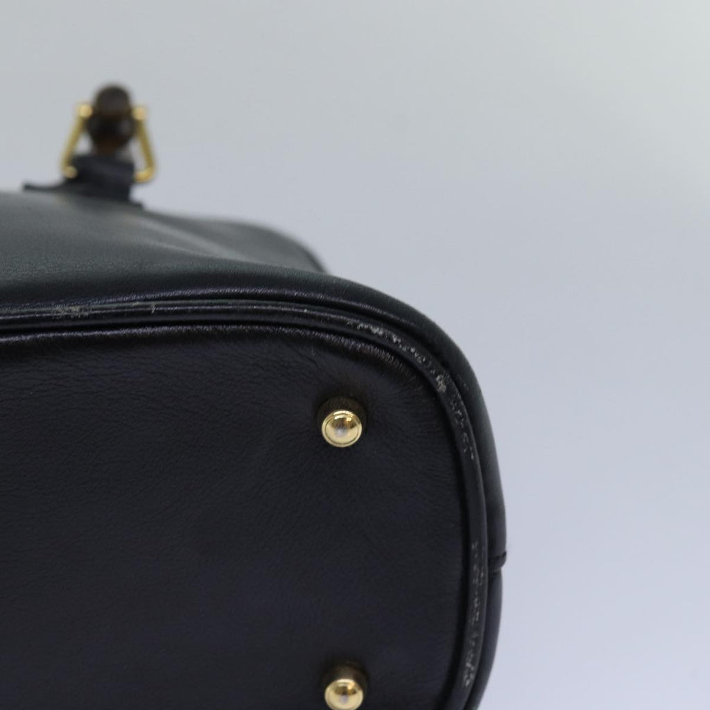 GUCCI Bamboo Hand Bag Leather Black 000 122 0290 bs15679
