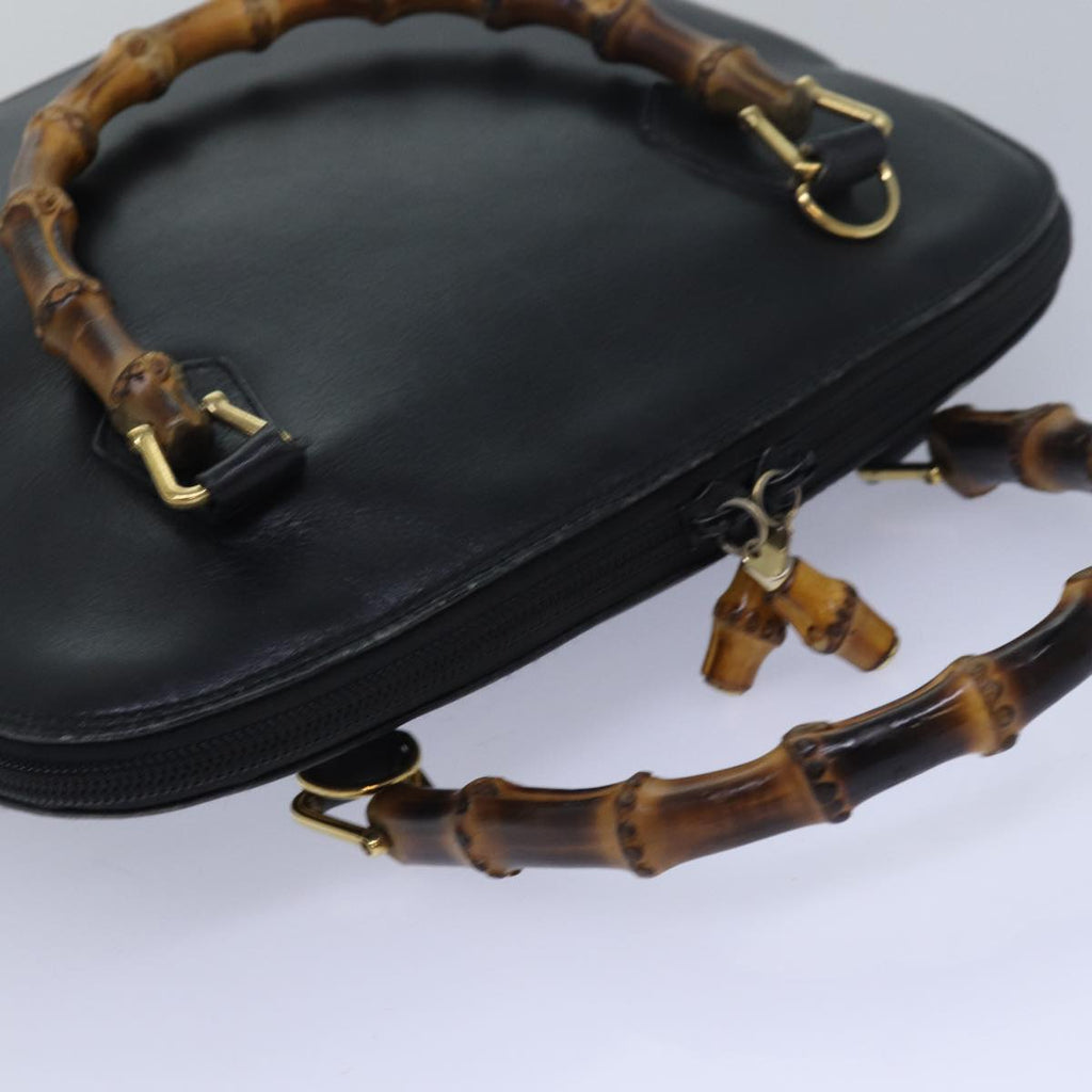 GUCCI Bamboo Hand Bag Leather Black 000 122 0290 bs15679