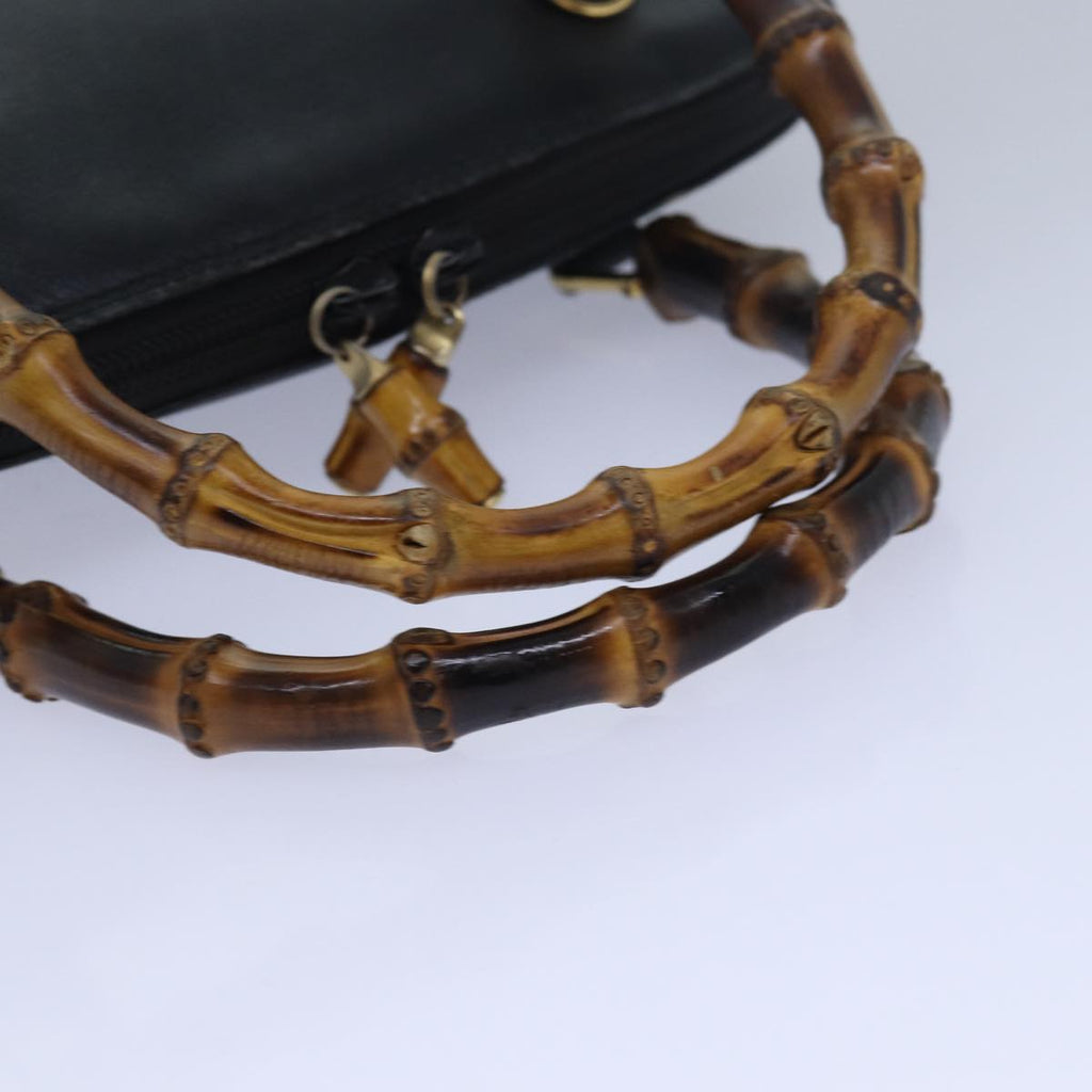 GUCCI Bamboo Hand Bag Leather Black 000 122 0290 bs15679