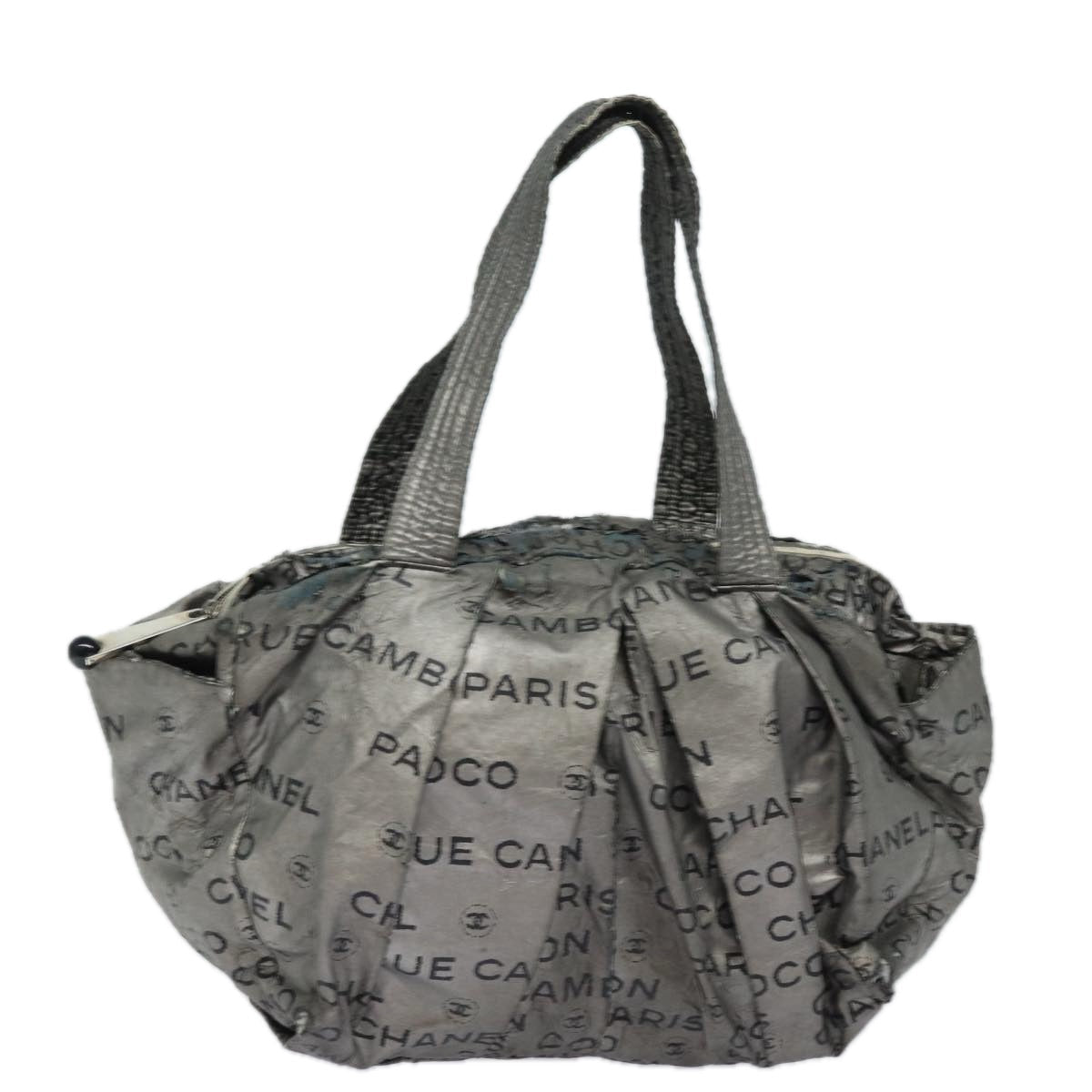 CHANEL Unlimited Hand Bag Nylon Silver CC bs15705