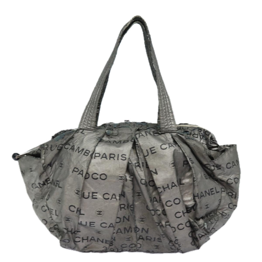 CHANEL Unlimited Hand Bag Nylon Silver CC bs15705