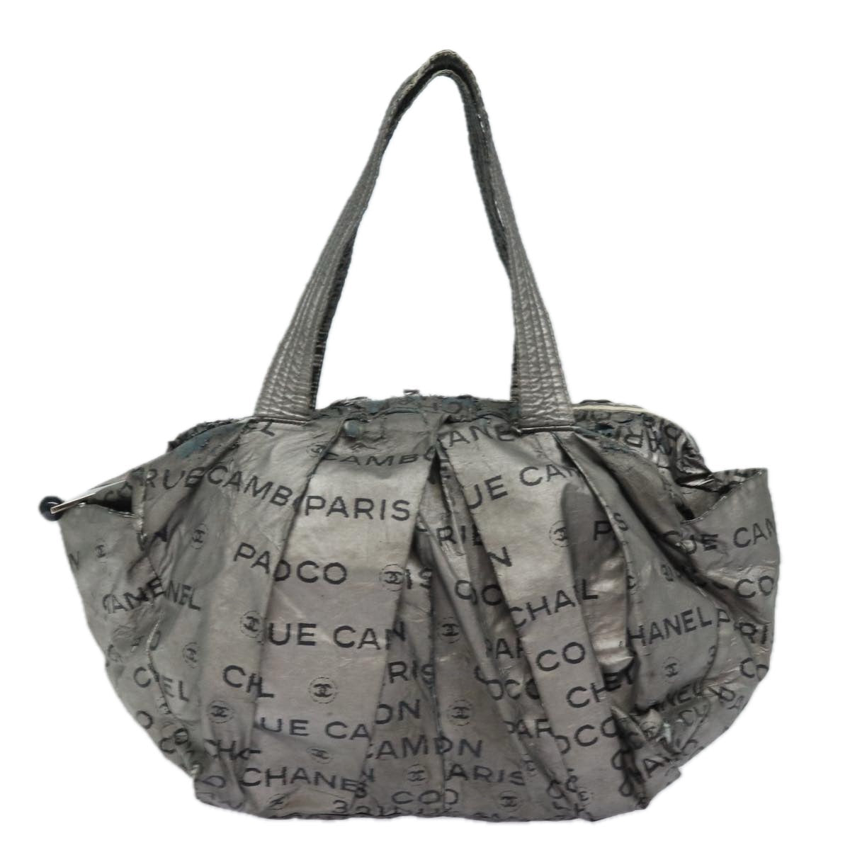 CHANEL Unlimited Hand Bag Nylon Silver CC bs15705