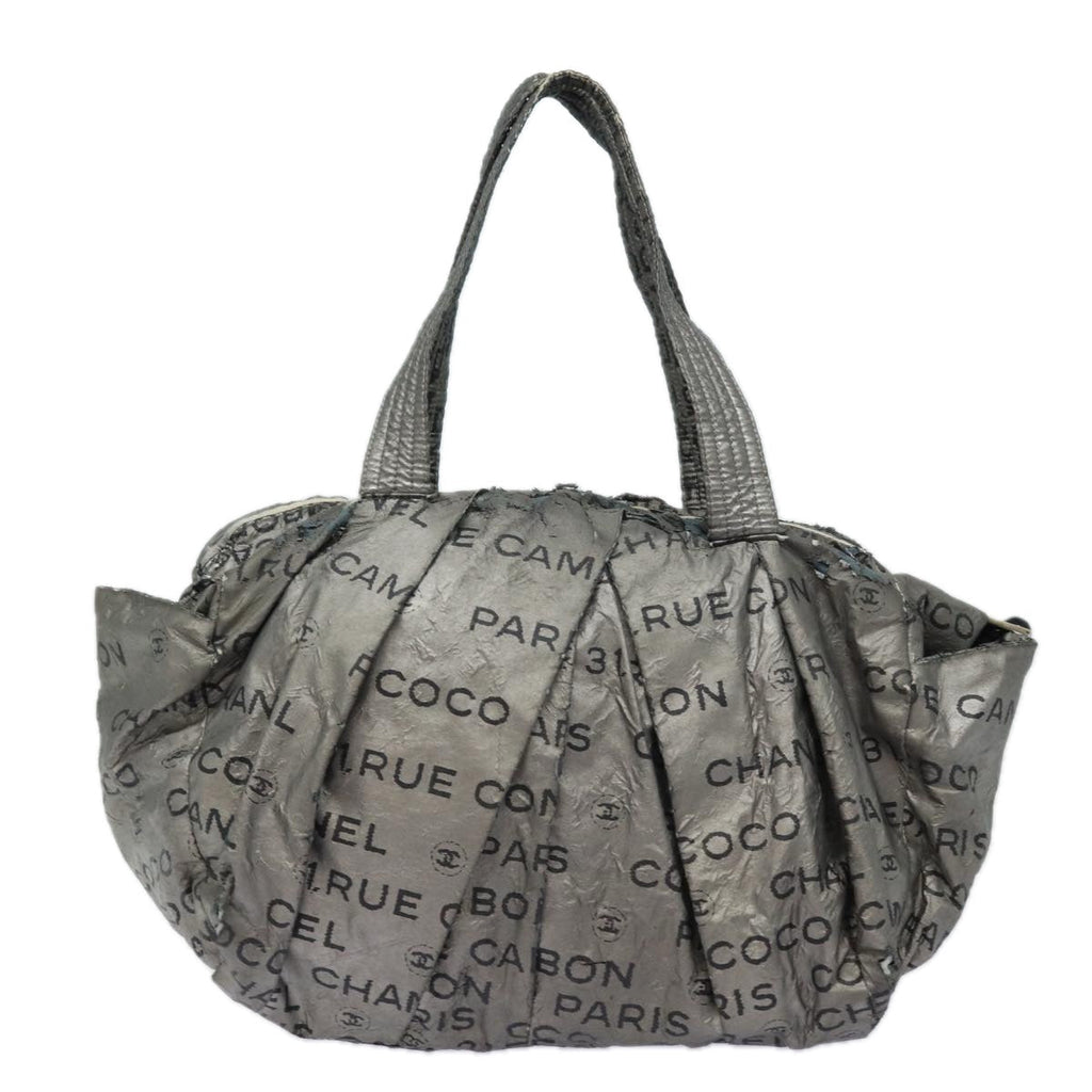 CHANEL Unlimited Hand Bag Nylon Silver CC bs15705
