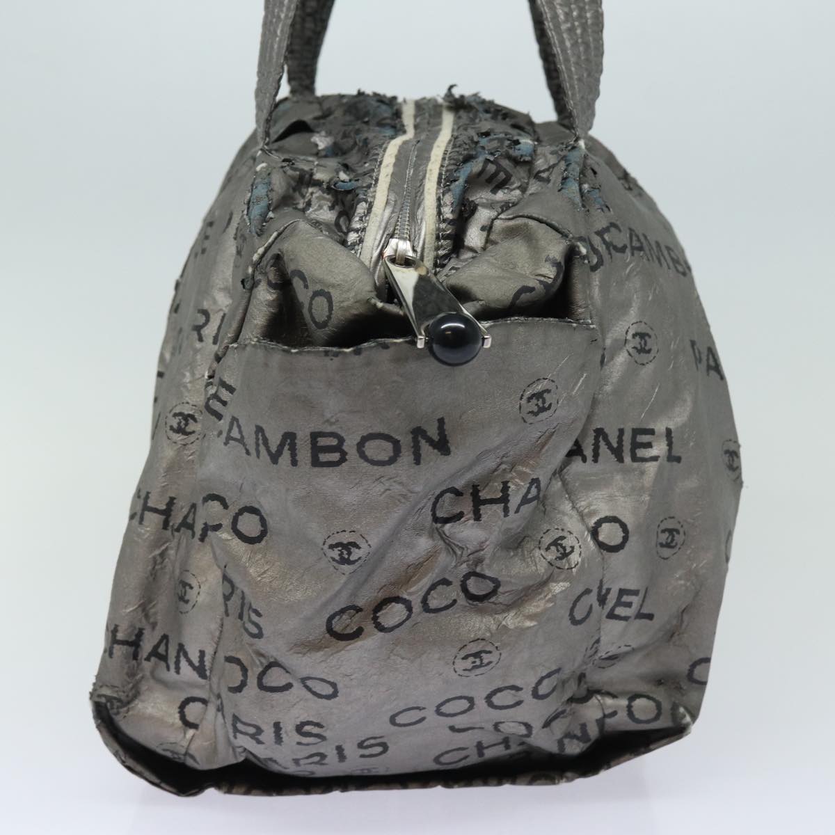 CHANEL Unlimited Hand Bag Nylon Silver CC bs15705