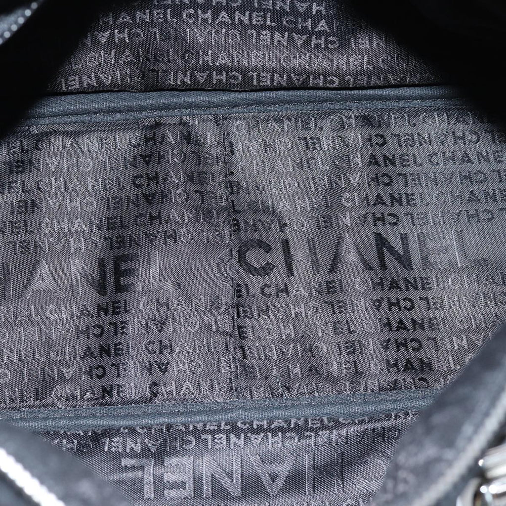 CHANEL Choco Bar Hand Bag Nylon Black CC bs15707