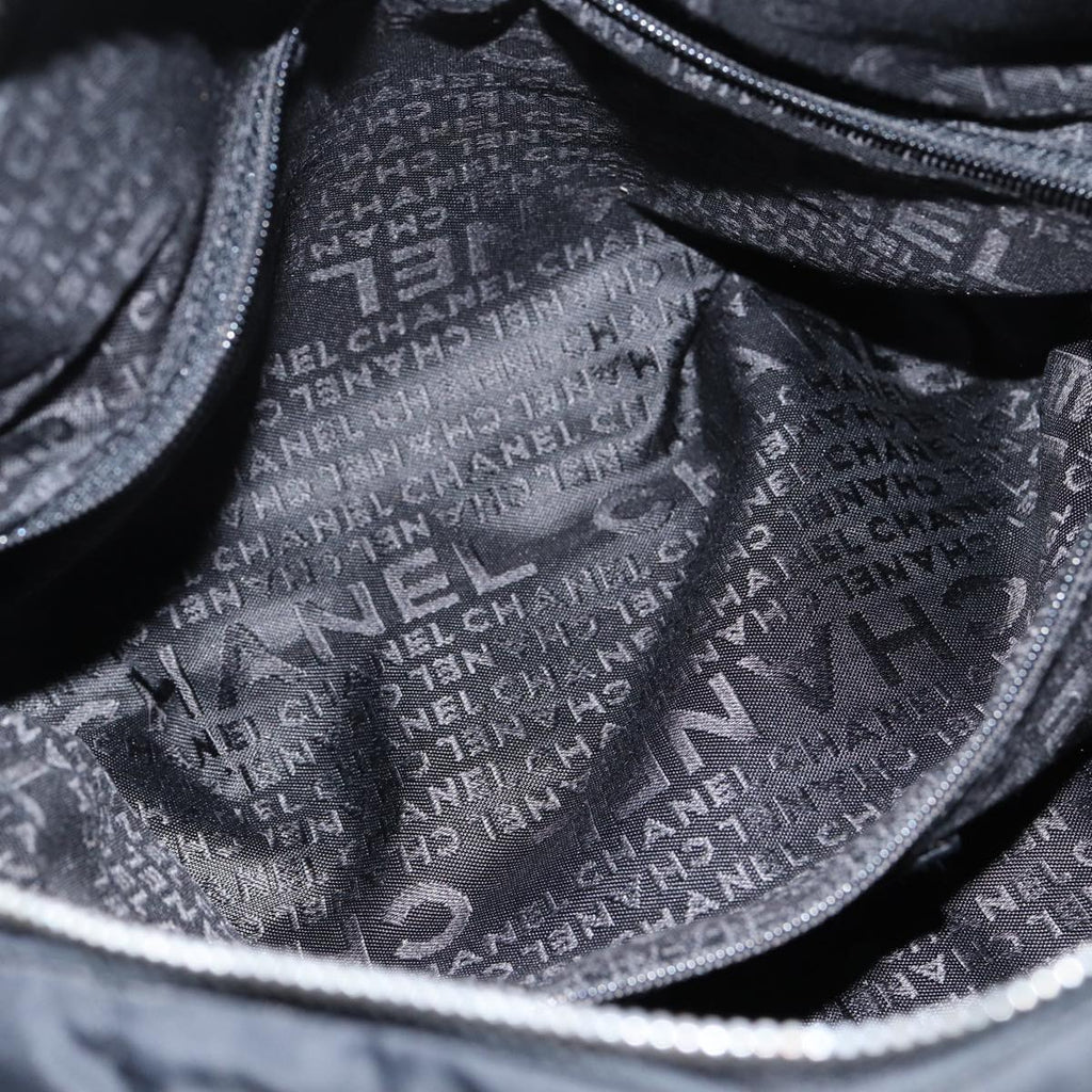 CHANEL Choco Bar Hand Bag Nylon Black CC bs15707