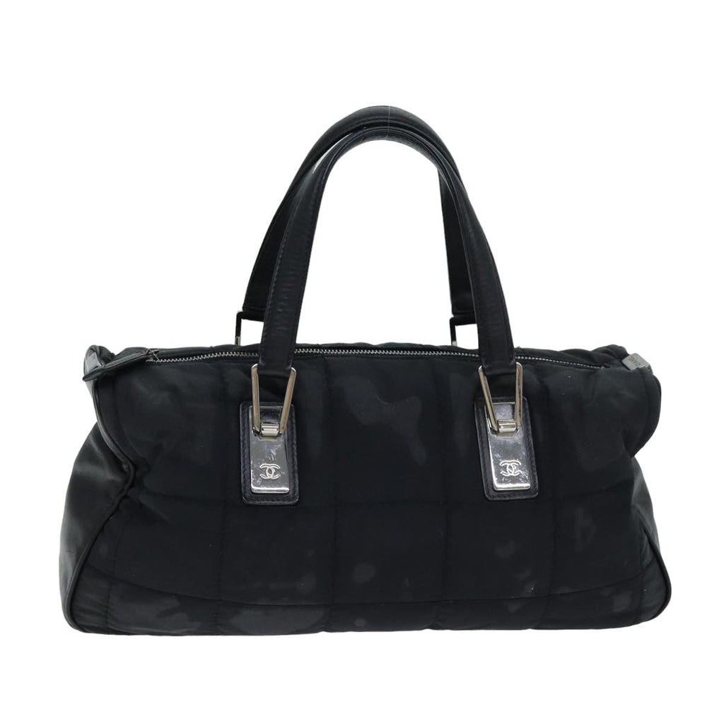 CHANEL Choco Bar Hand Bag Nylon Black CC bs15707