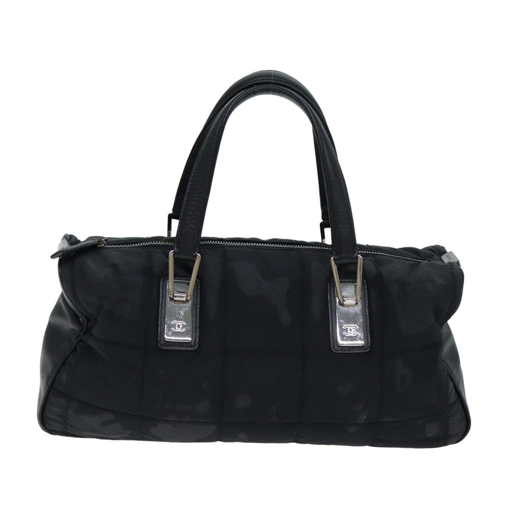 CHANEL Choco Bar Hand Bag Nylon Black CC bs15707
