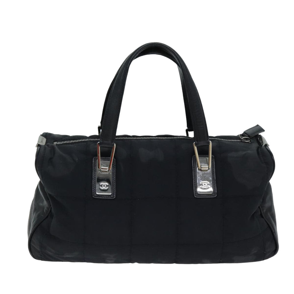 CHANEL Choco Bar Hand Bag Nylon Black CC bs15707