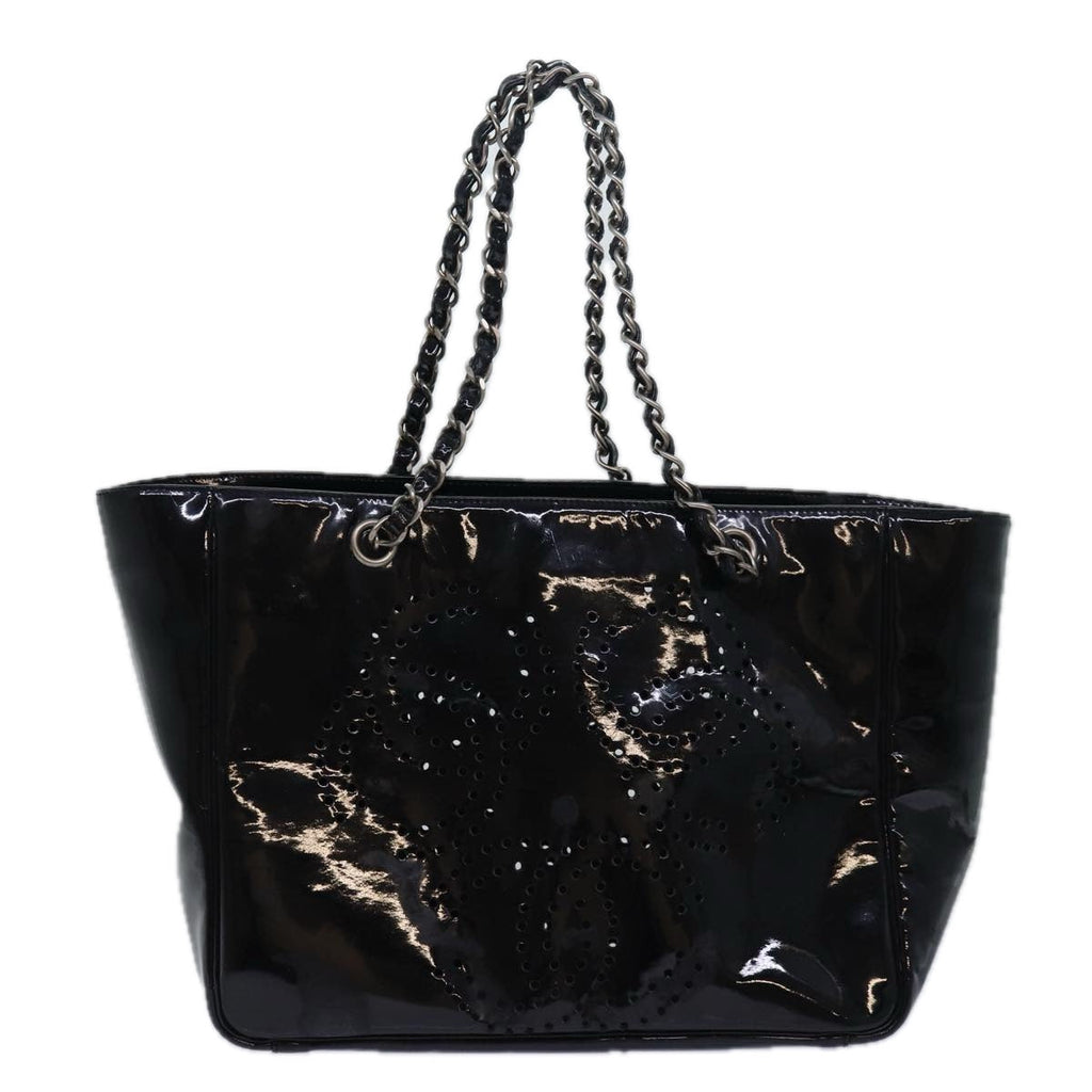 CHANEL Chain Triple Coco Tote Bag Enamel Black CC bs15708