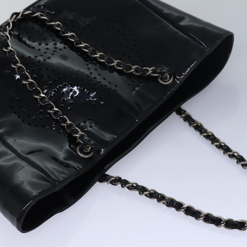 CHANEL Chain Triple Coco Tote Bag Enamel Black CC bs15708