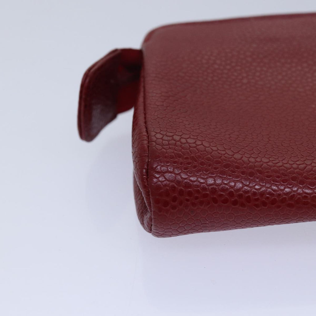 CHANEL COCO Mark Pouch Caviar Skin Red CC bs15766