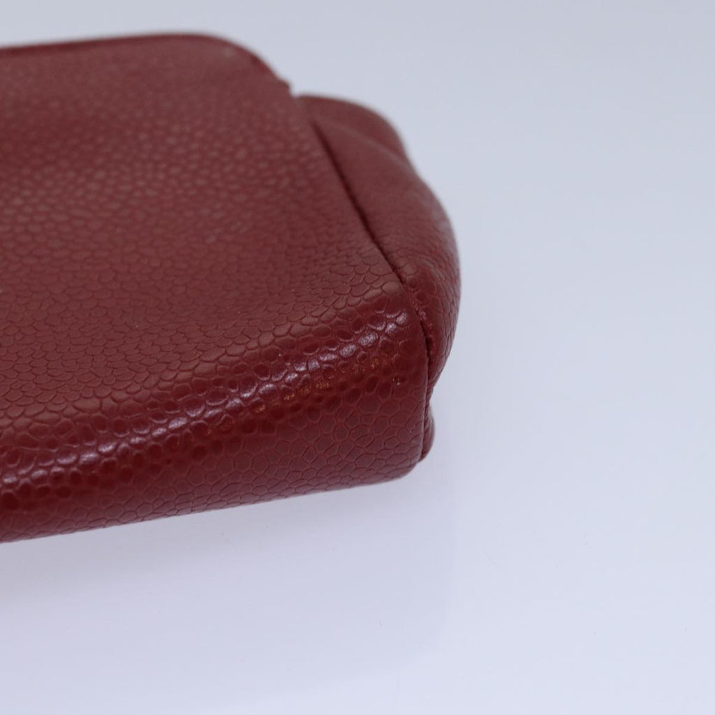 CHANEL COCO Mark Pouch Caviar Skin Red CC bs15766