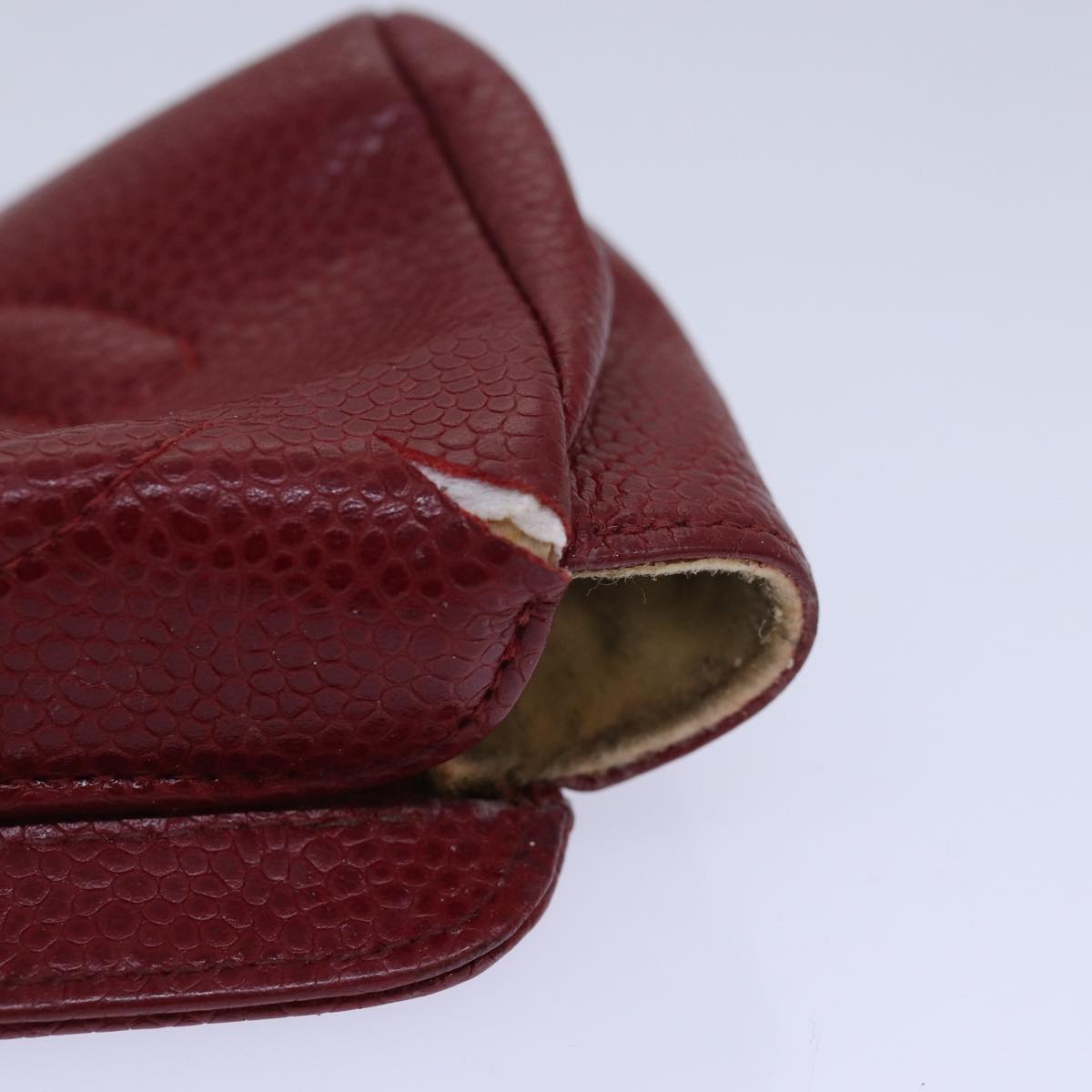 CHANEL COCO Mark Pouch Caviar Skin Red CC bs15766